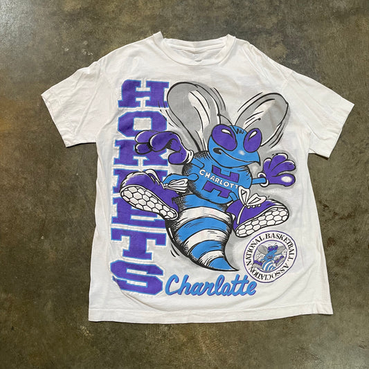 White AOP Charlotte Hornets Tee