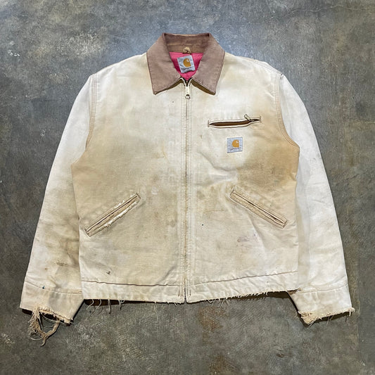Carhartt Worn Beige Red Lined Detroit Jacket1