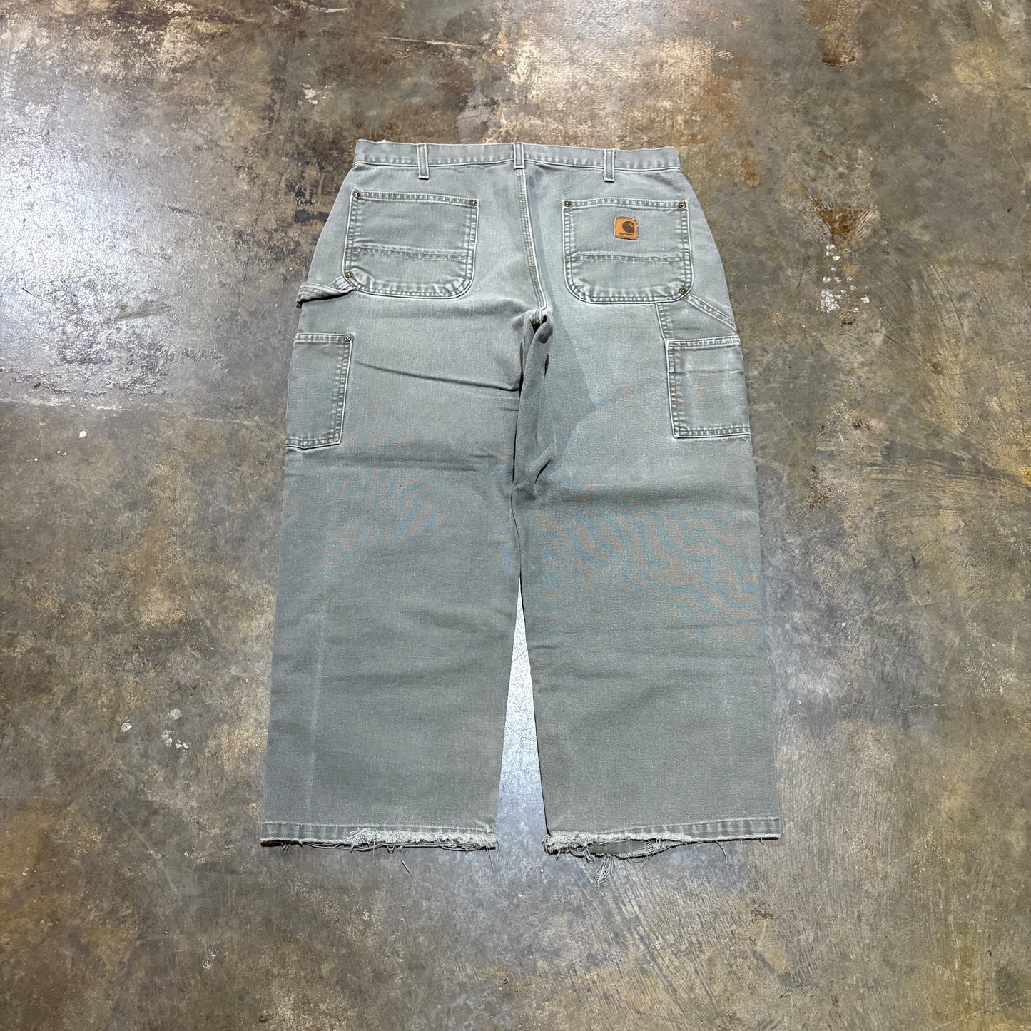 Green Distressed Double Knee Carhartt Pants