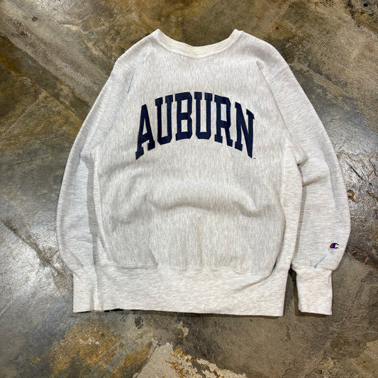 Grey 90s Auburn Champion Reverse Weave Arc Logo Crew 6