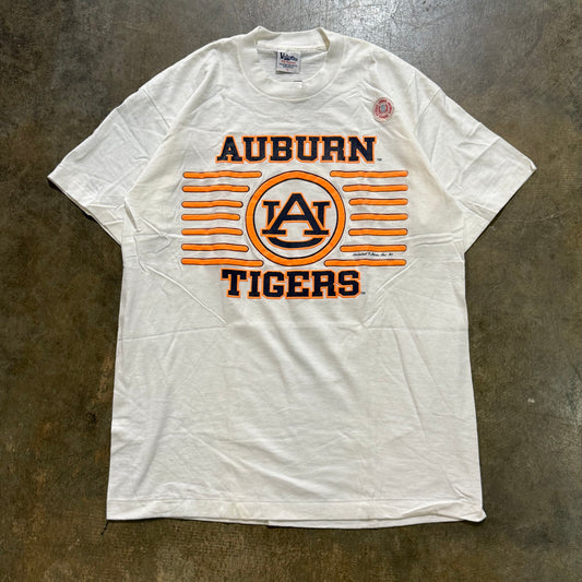 White Auburn Neon Orange Bubble Letter Tee 2
