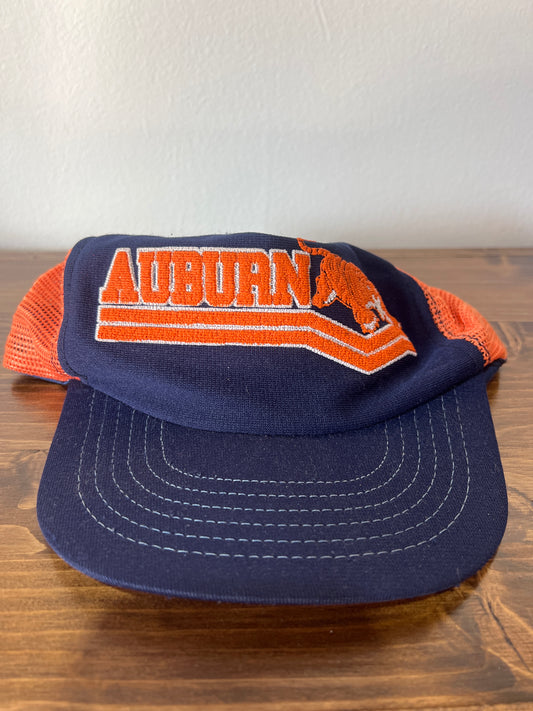 Navy & Orange Puff Print Mesh Hat