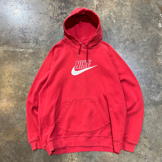Red Nike White Logo Hoodie