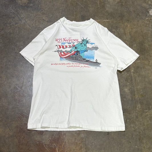 White USS New Jersey Tee