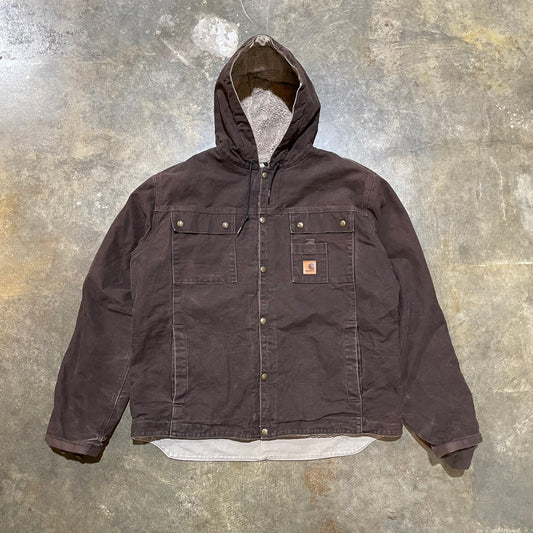 Brown Carhartt Hooded Snap Button Jacket2