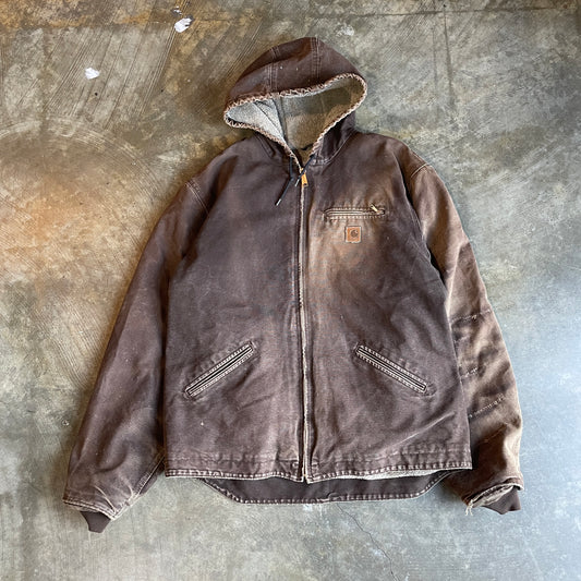 Brown Fleece Lined Hooded Carhartt Detroit Style Jacket 2