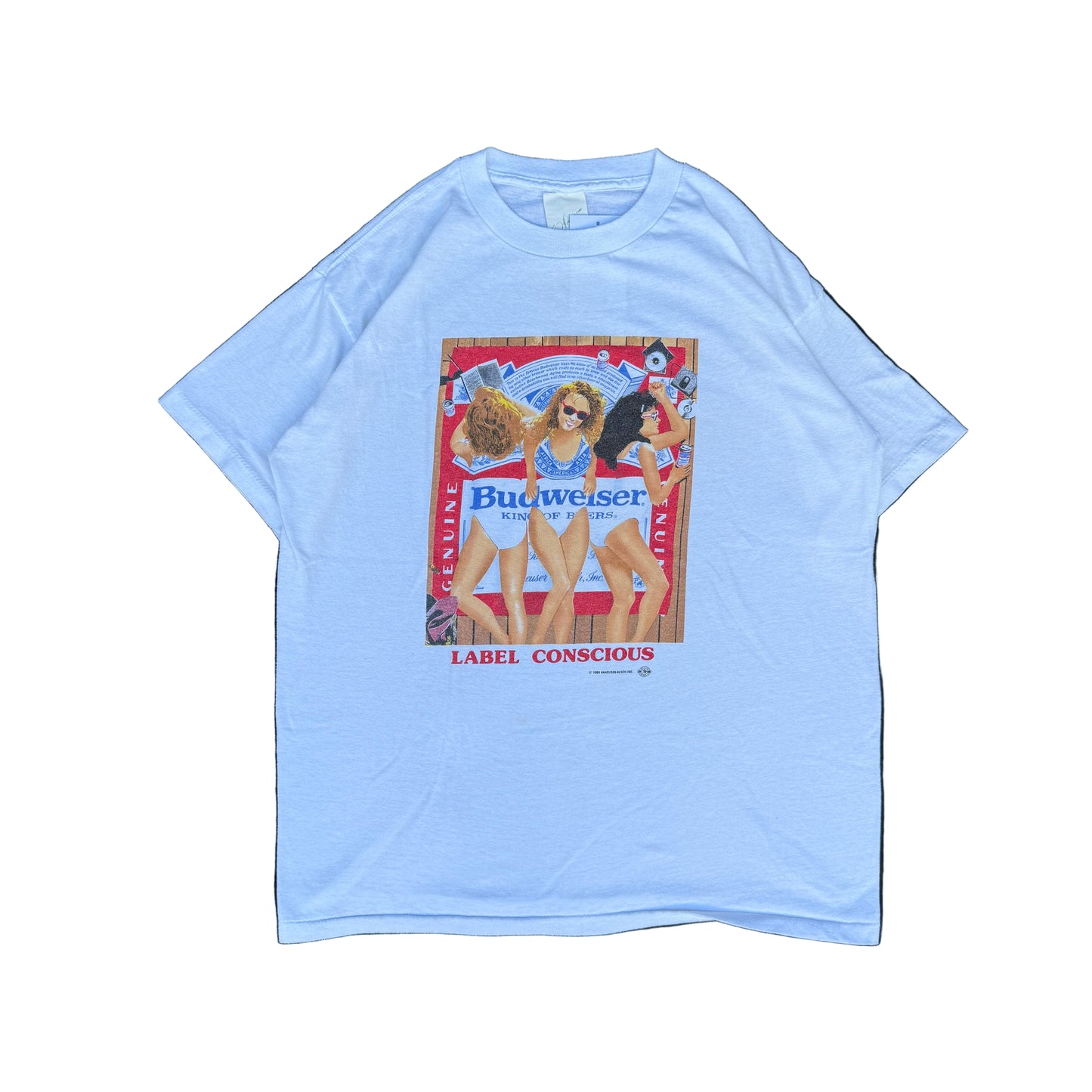1990s Budweiser Label Conscious Graphic Tee (L)