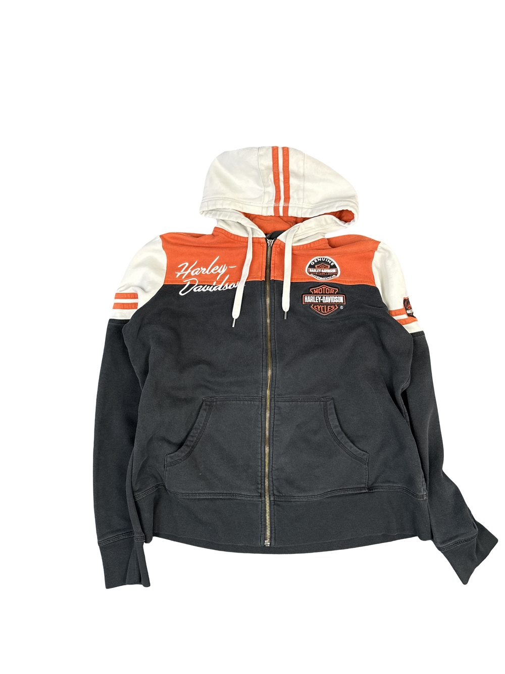 Harley-Davidson Orange & Black Hooded Zip Sweatshirt (M)