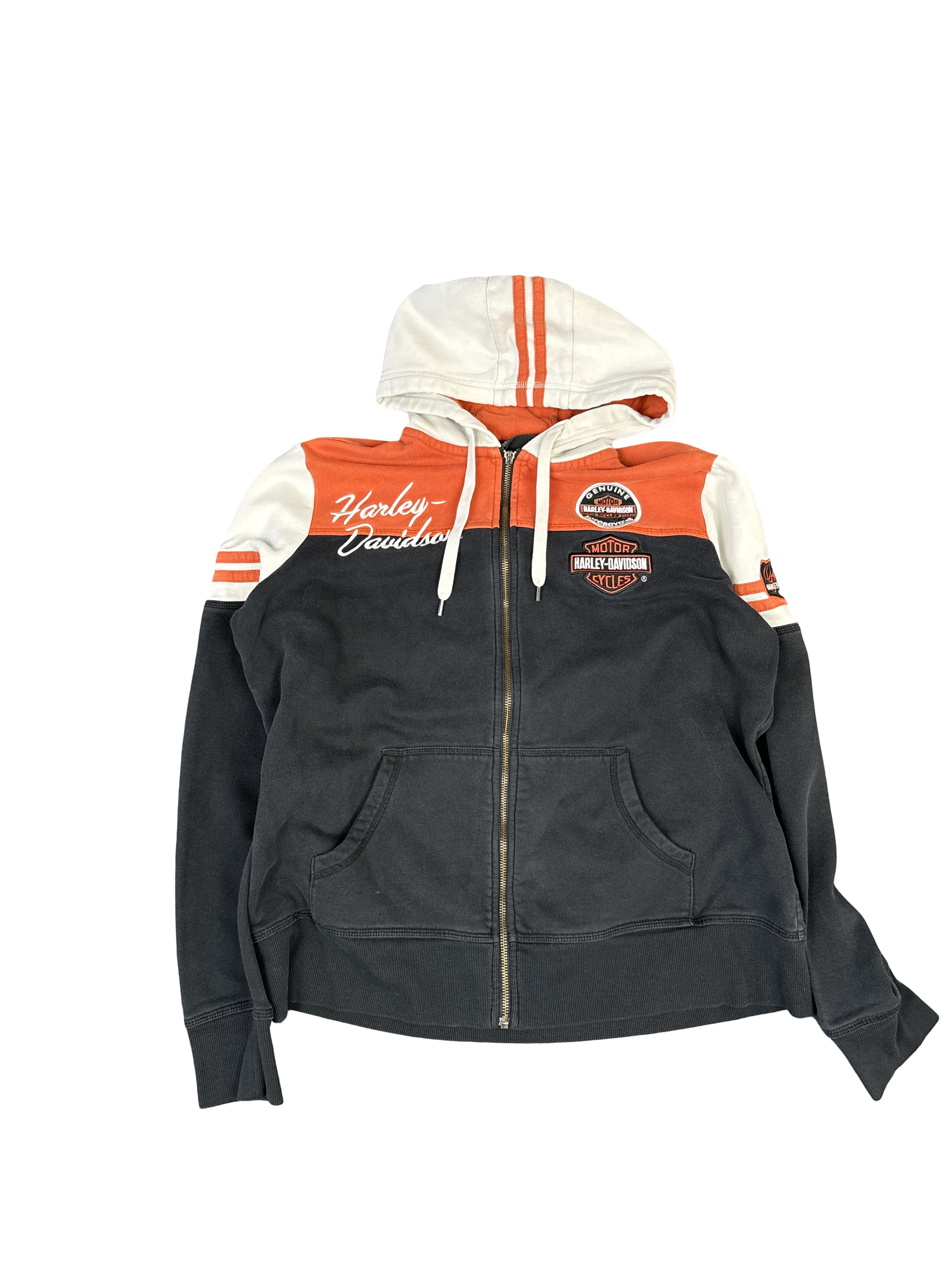 Harley-Davidson Orange & Black Hooded Zip Sweatshirt (M)