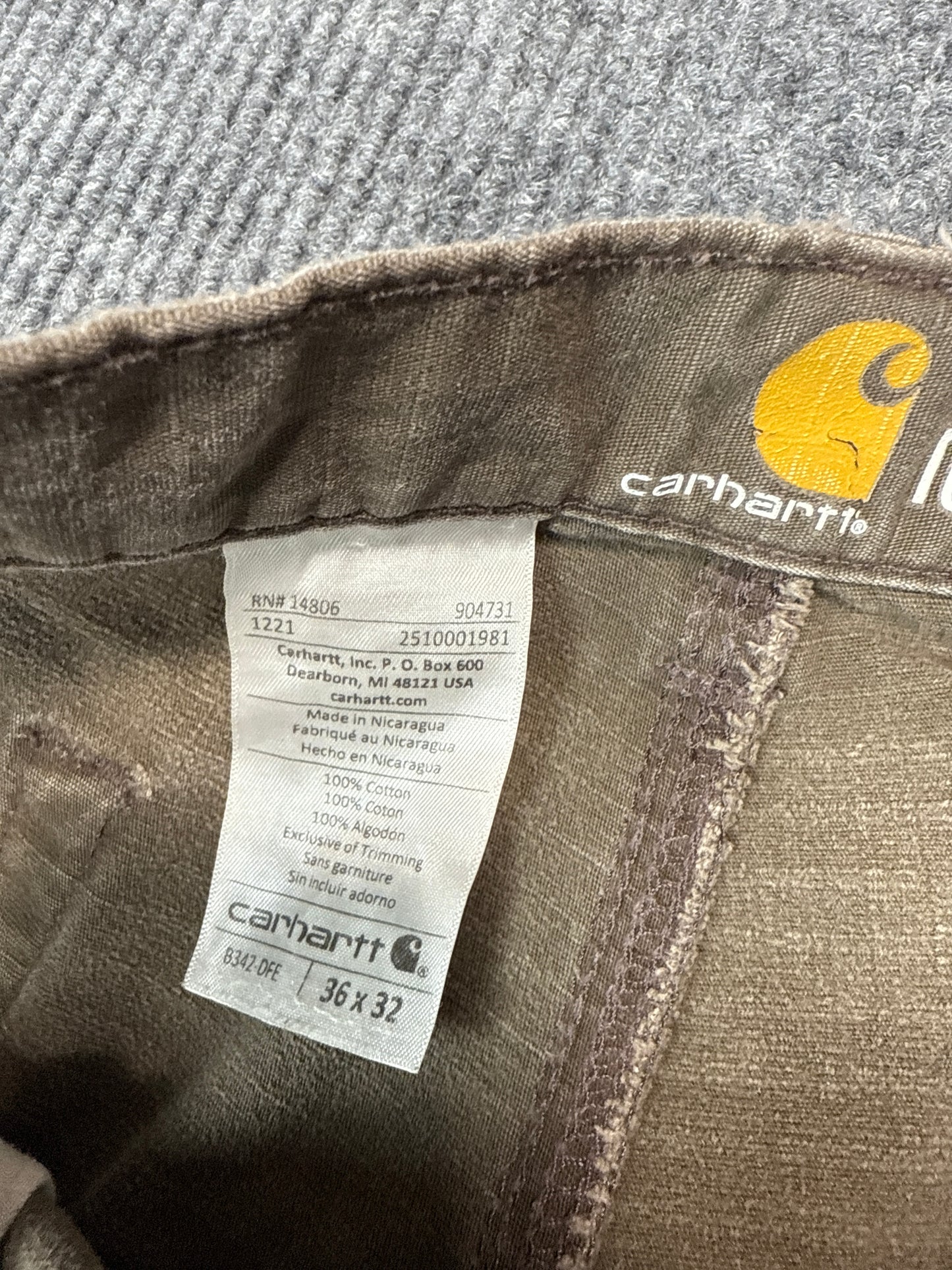 Carhartt Brown Double Knee Work Pants (36x32)