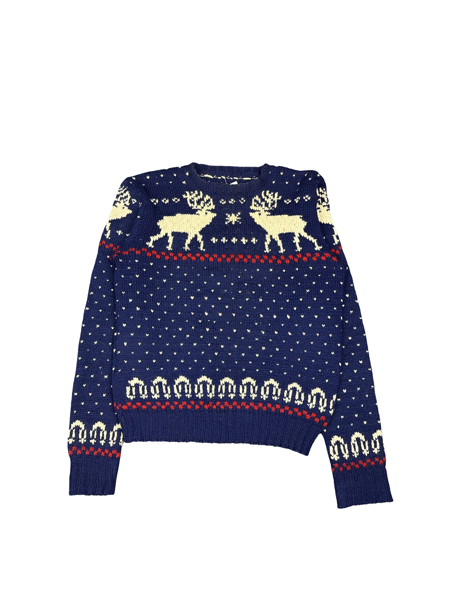 Reindeer Fair Isle Knit Pullover Sweater (M)