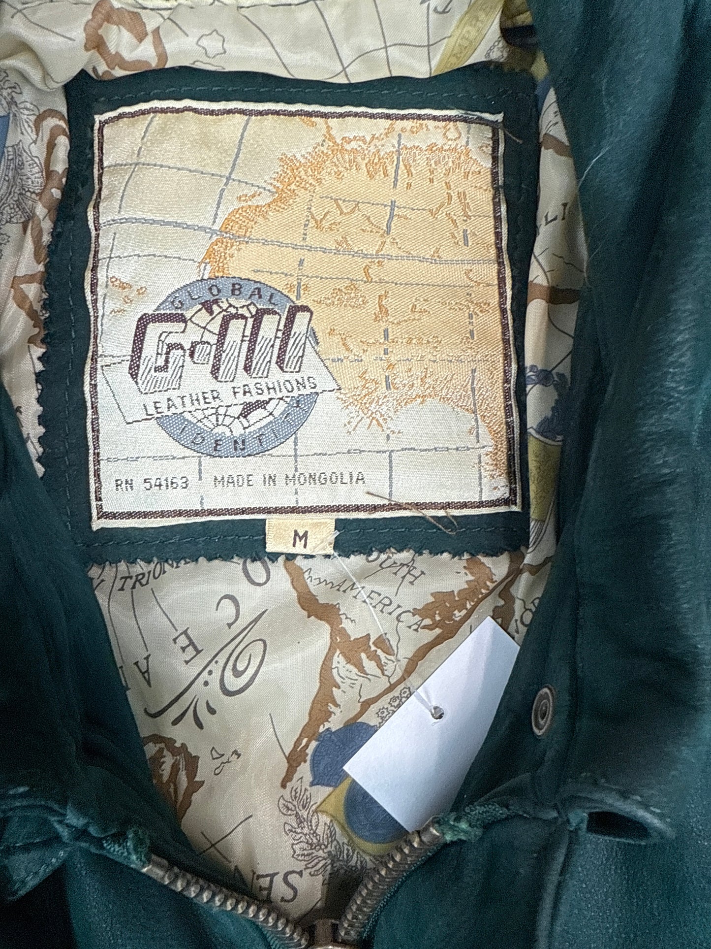 1990s G-III Green Leather Bomber Jacket (M)