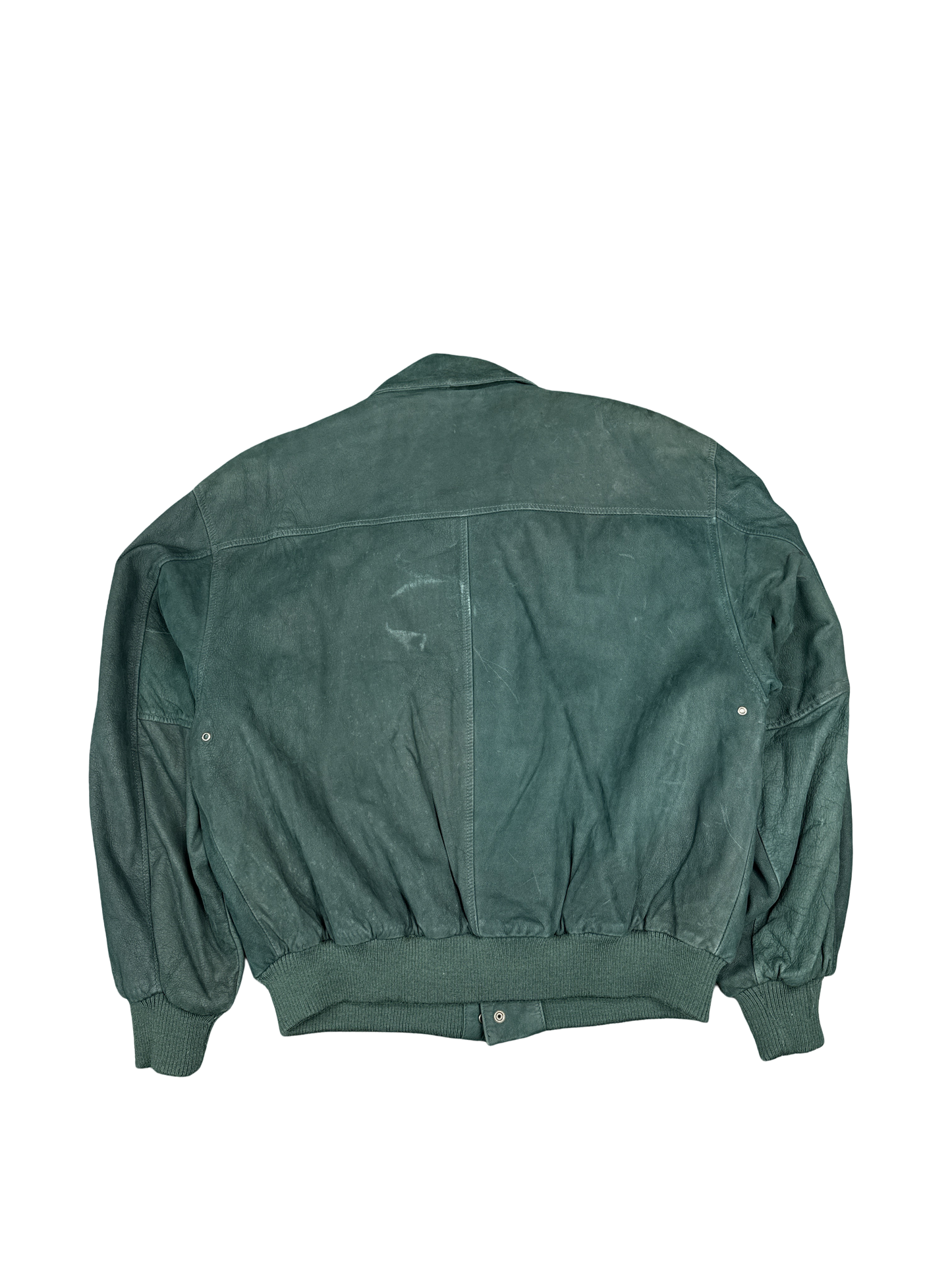 1990s G-III Green Leather Bomber Jacket (M)