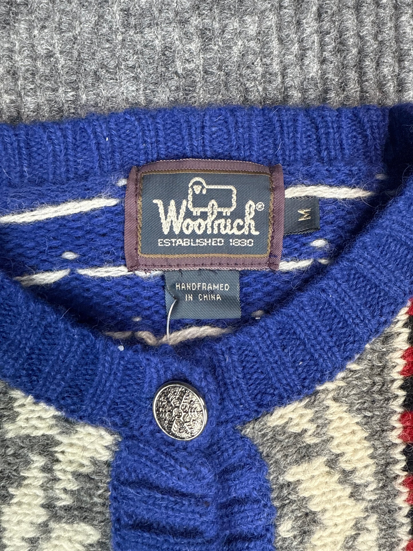 Woolrich Snowman Christmas Knit Cardigan Sweater (M)