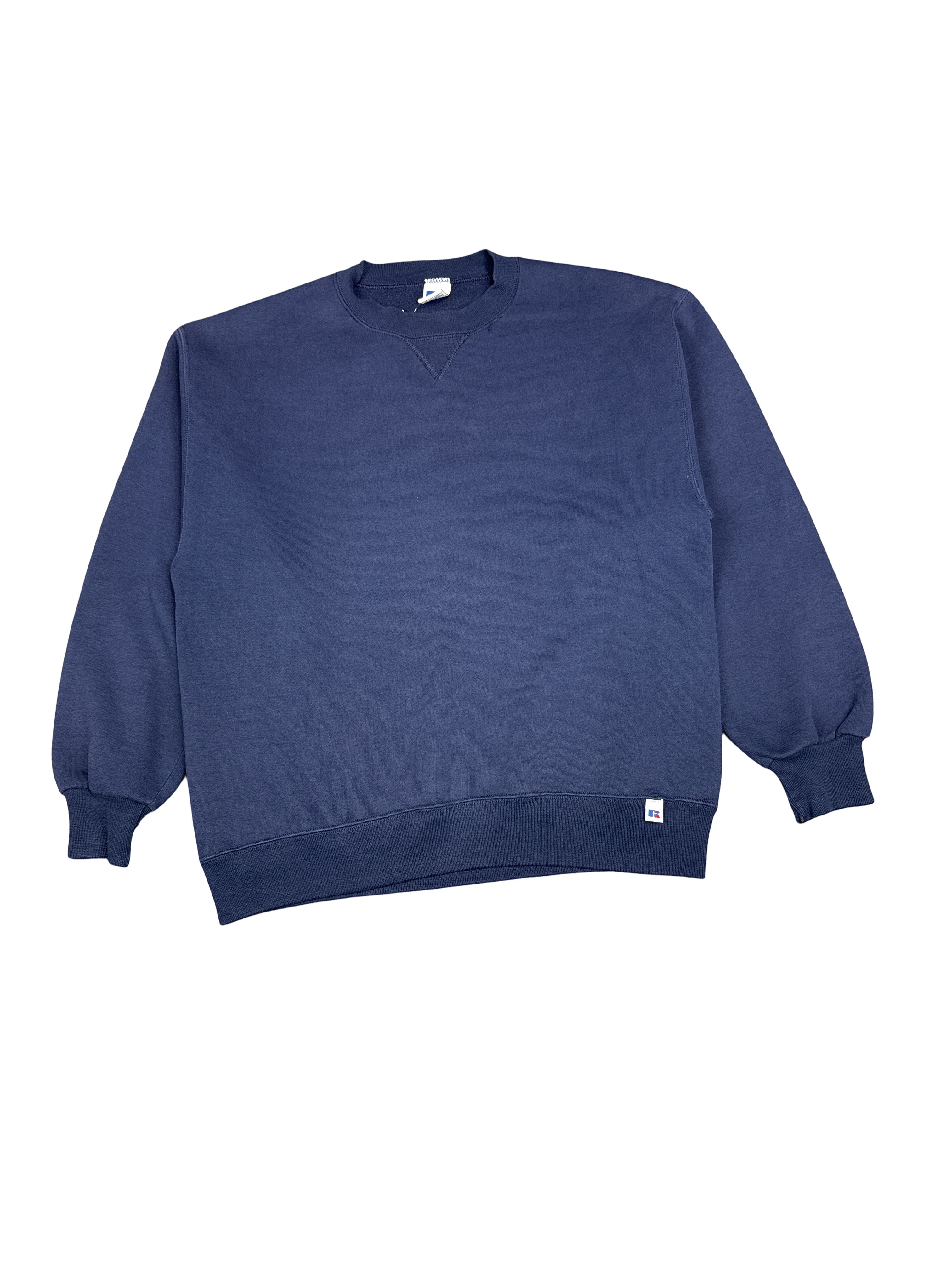 1990s Russell Athletic Navy Crewneck Sweatshirt (L)