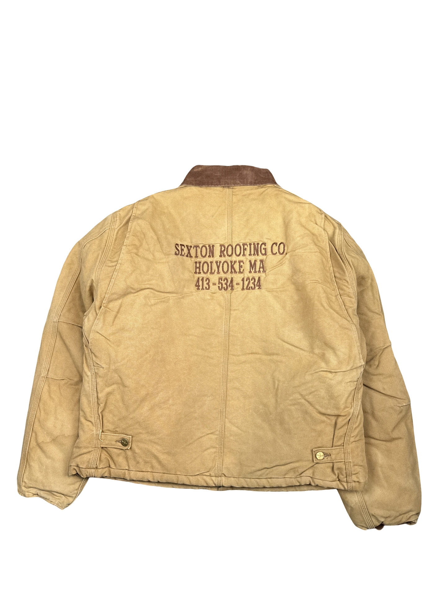 Carhartt Canvas Work Jacket Sexton Roofing Co. Embroidered (XL)