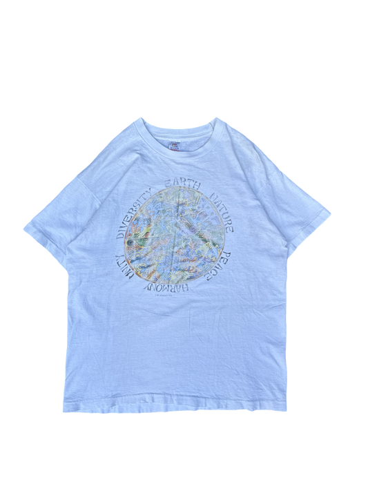 1990s Fruit of the Loom Earth Peace Unity Graphic Tee (XL)