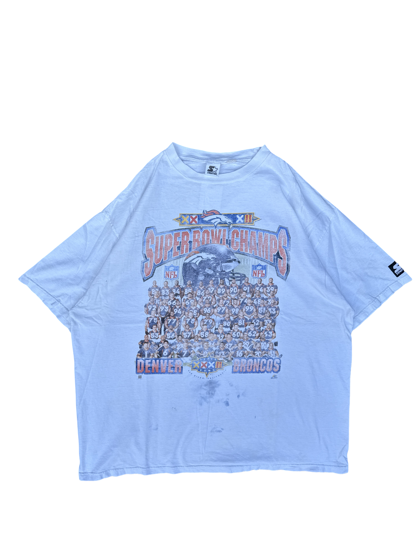 1990s Starter Denver Broncos Super Bowl Champs Graphic Tee (2XL)