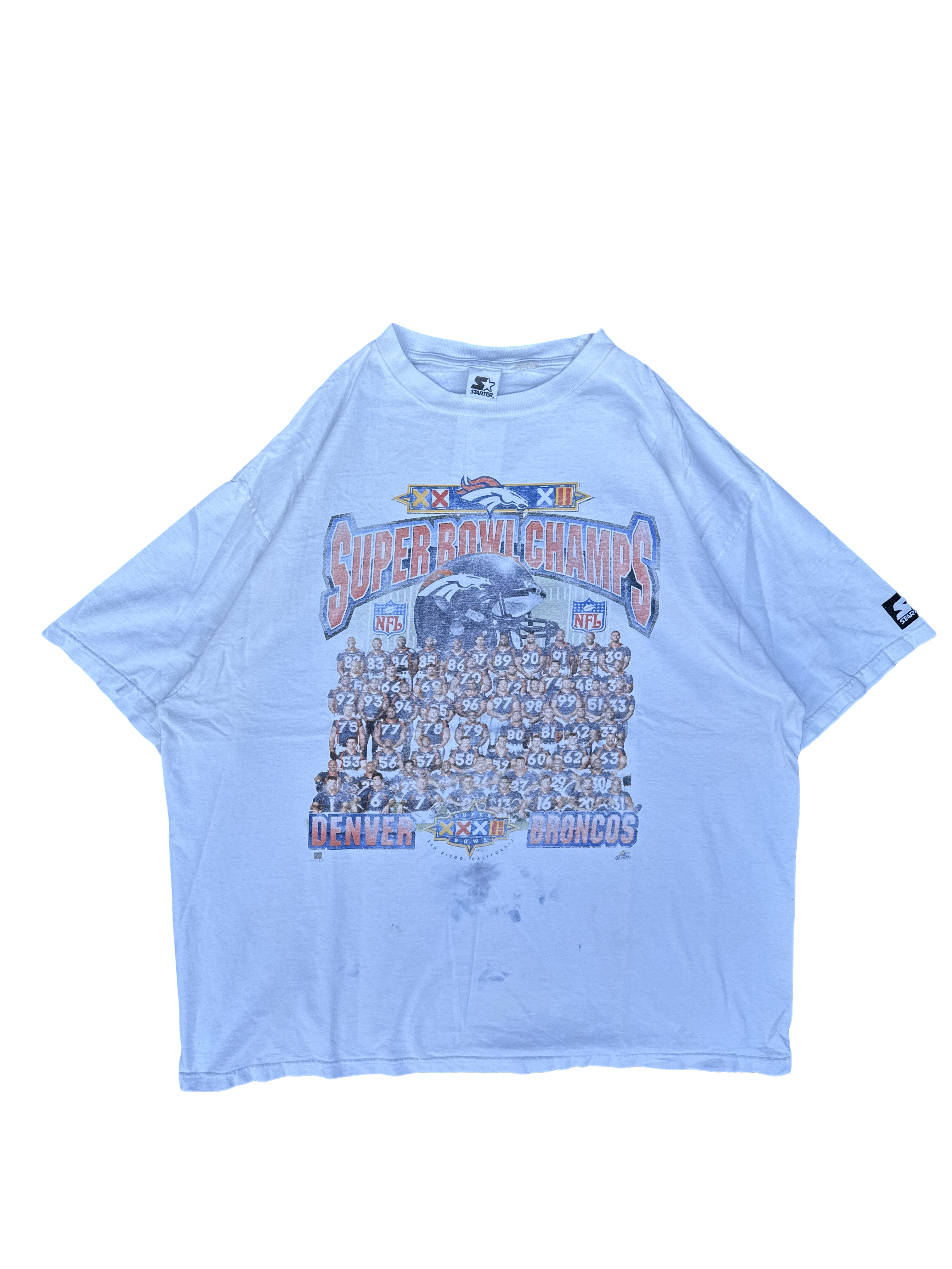 1990s Starter Denver Broncos Super Bowl Champs Graphic Tee (2XL)