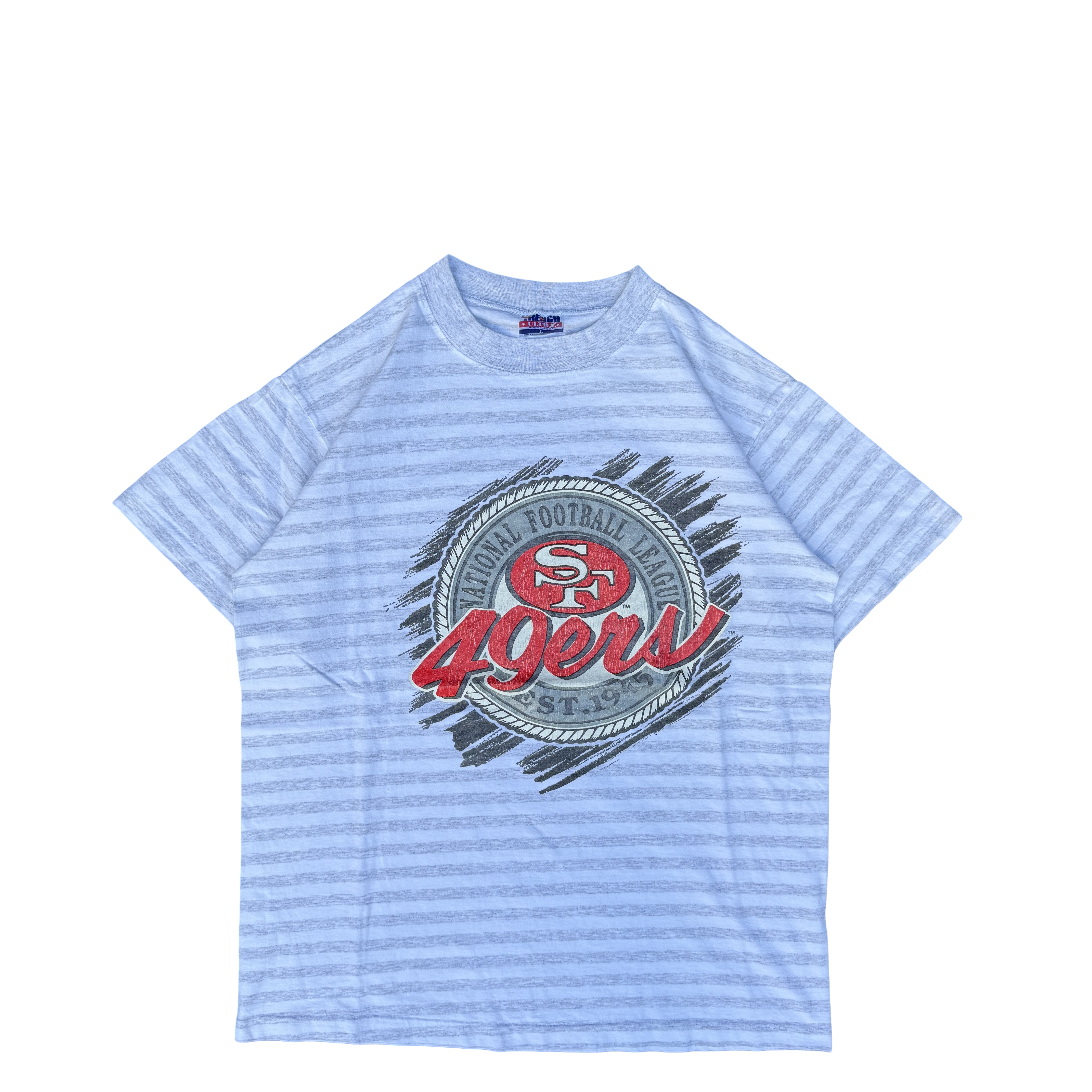 1990s San Francisco 49ers NFL Striped Graphic Tee (L)