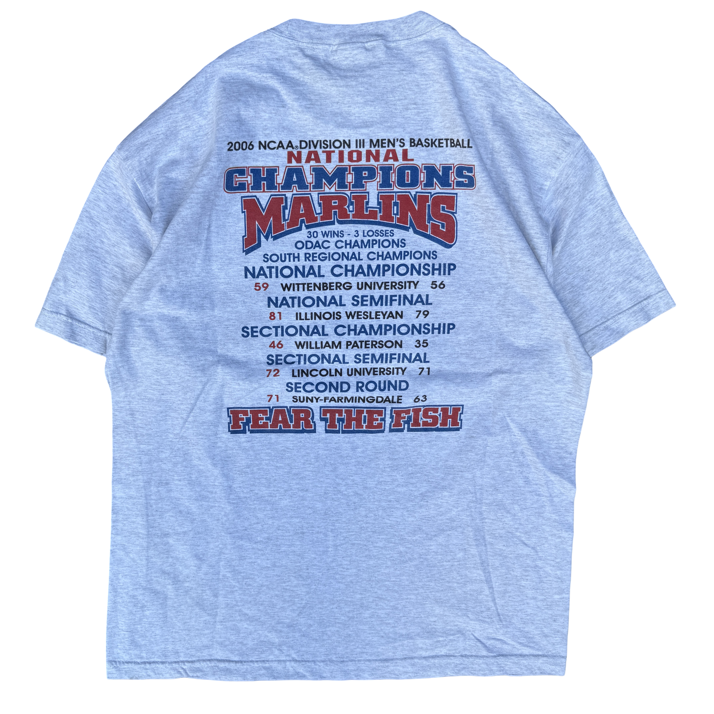 2006 NCAA Division III Virginia Wesleyan National Champions Marlins Basketball Tee (L)