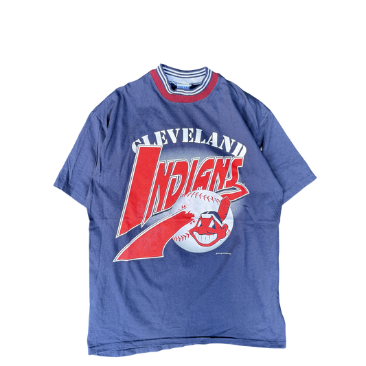 1990s Cleveland Indians True-Fan Sportswear Baseball Graphic Tee (L)