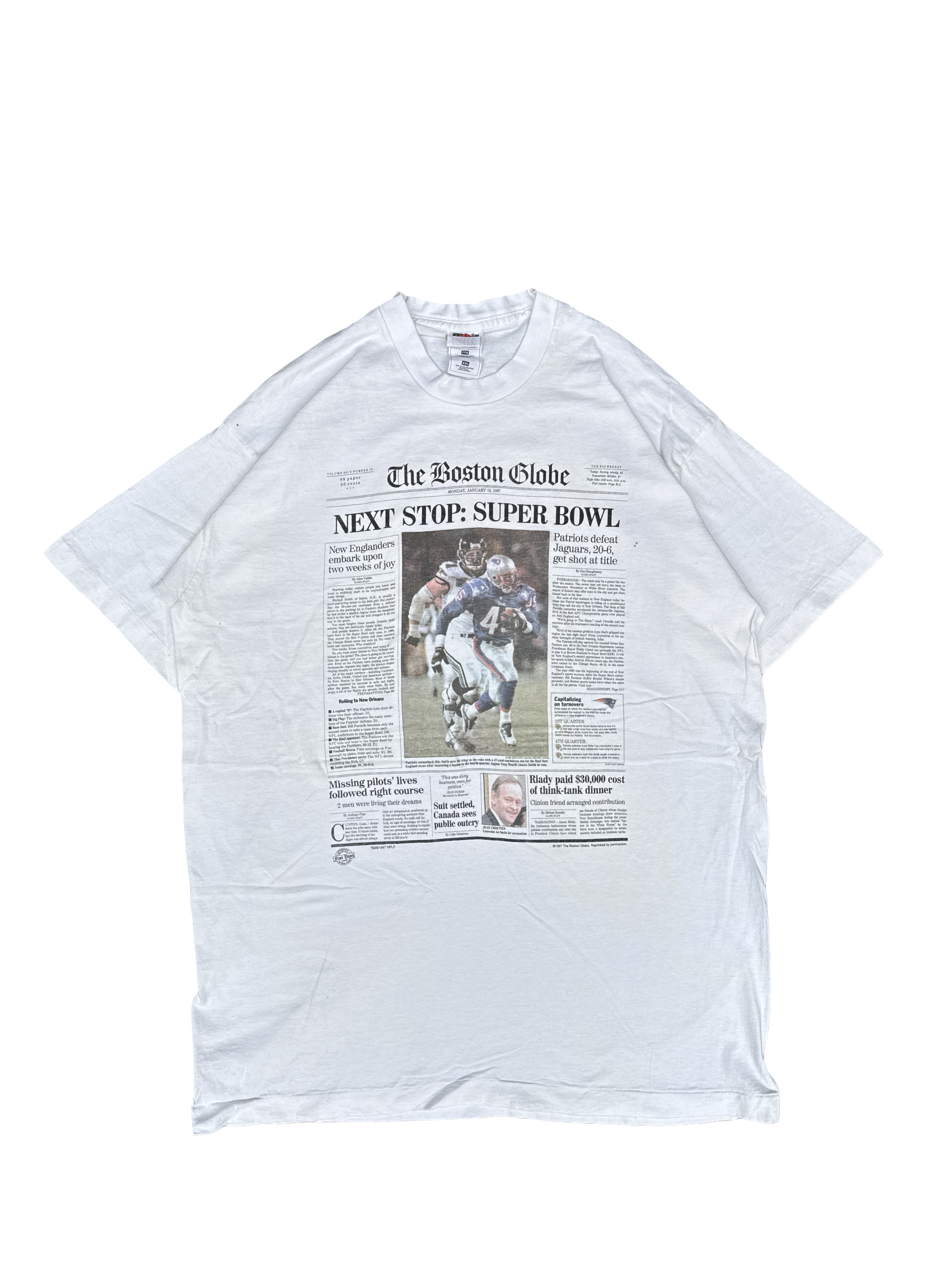 1990s The Boston Globe Super Bowl Patriots Graphic Tee (XXL)