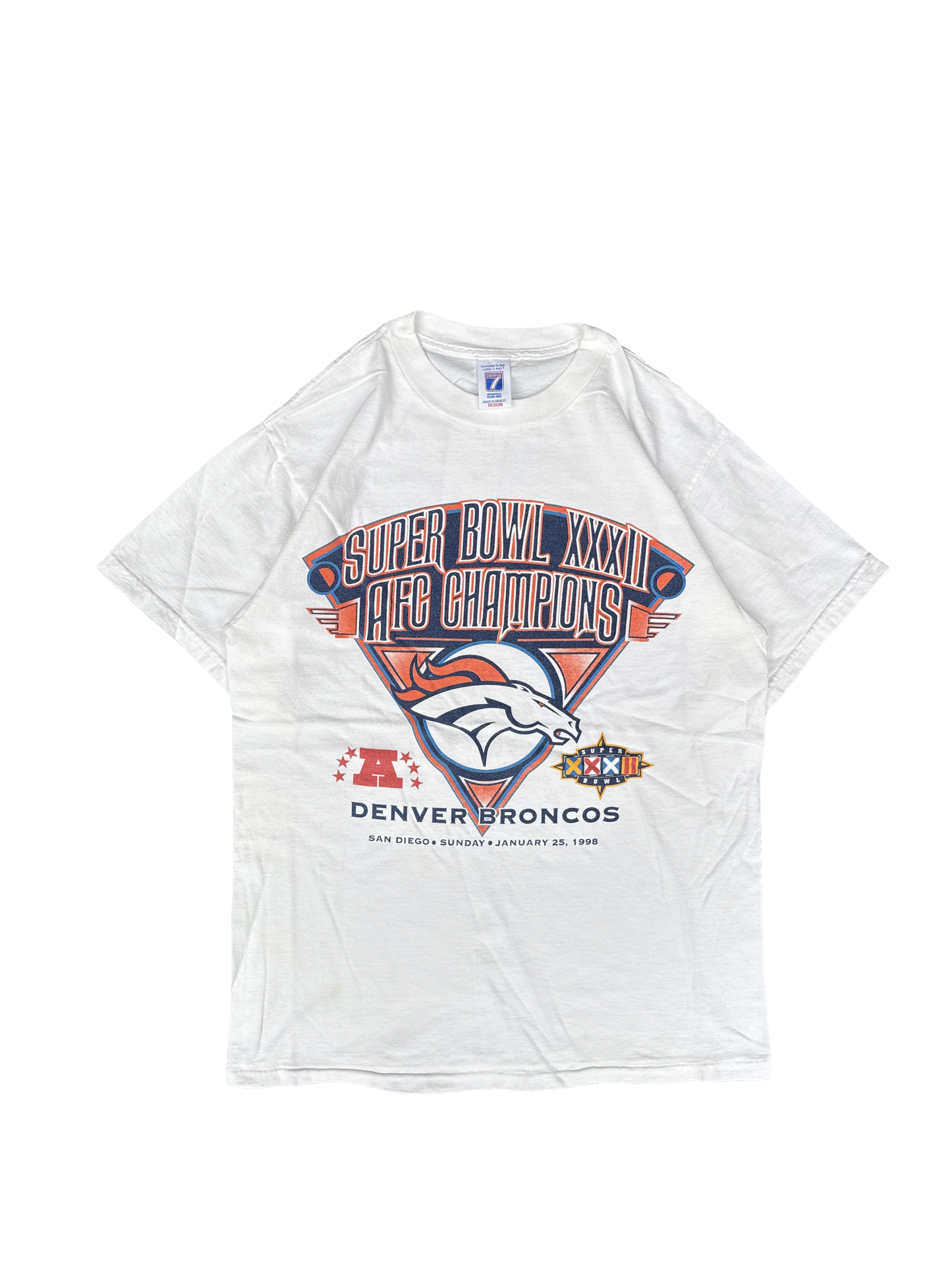 1998 Denver Broncos Super Bowl XXXII Champions Logo 7 Tee (M)