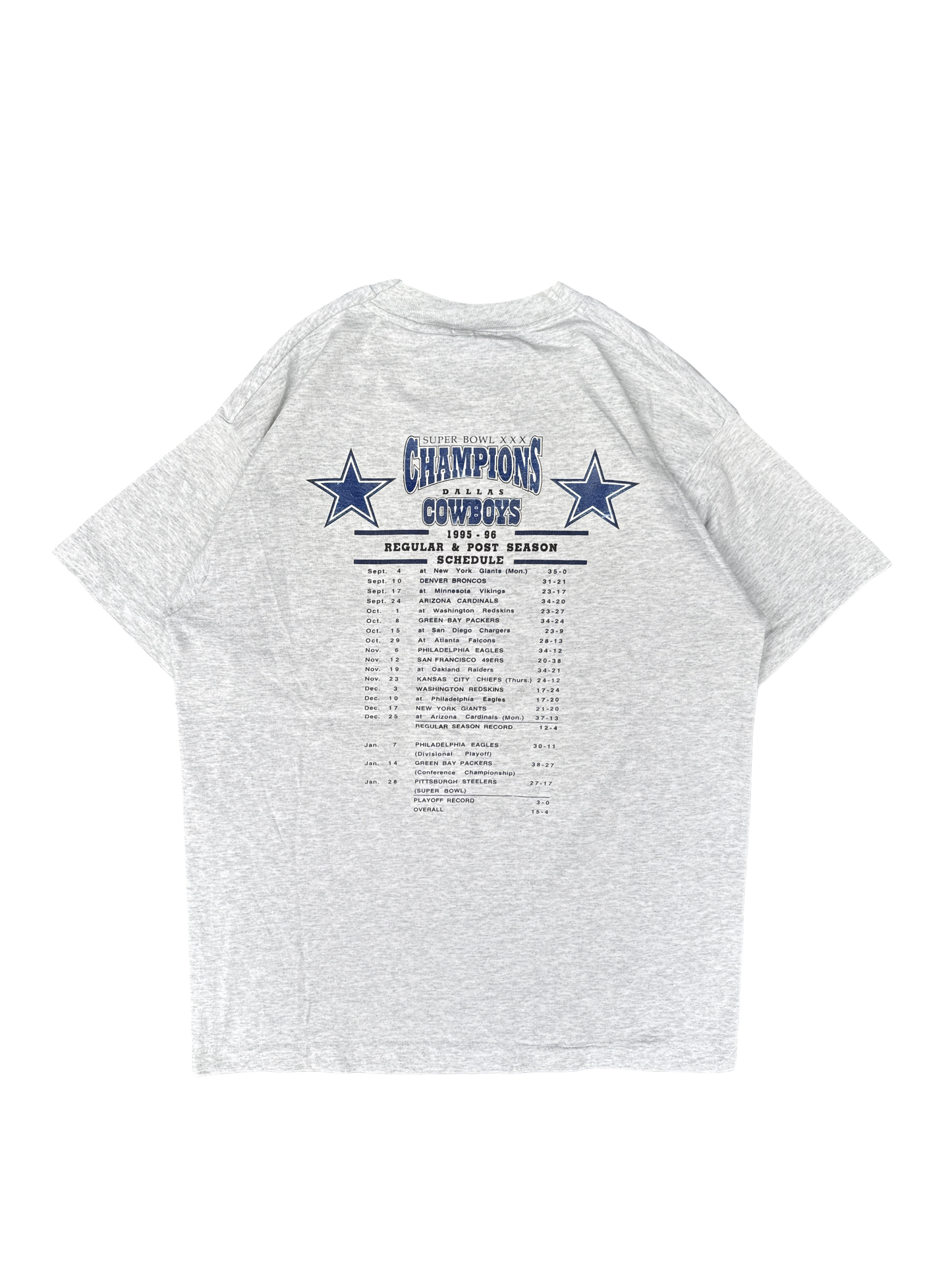 1996 Dallas Cowboys Super Bowl XXX Champions T-Shirt (L)