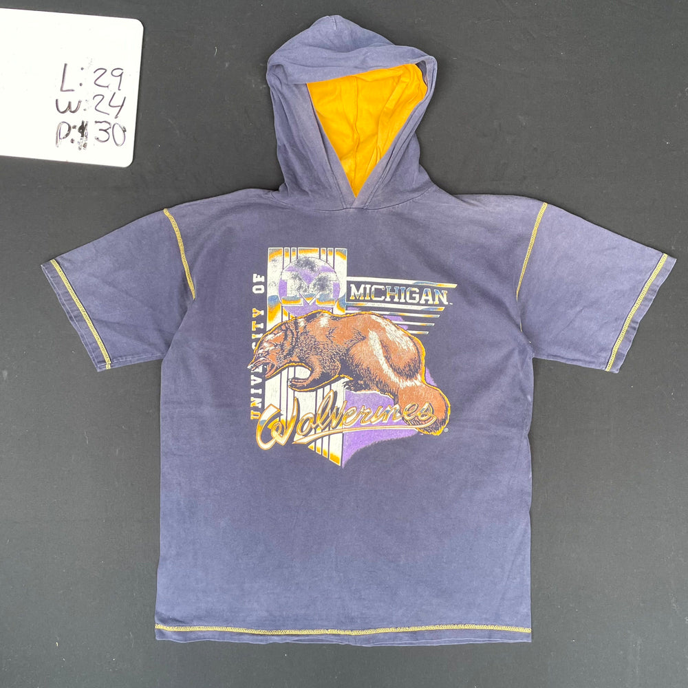 1990s Michigan Wolverines Graphic Short Sleeve Hoodie (XL)