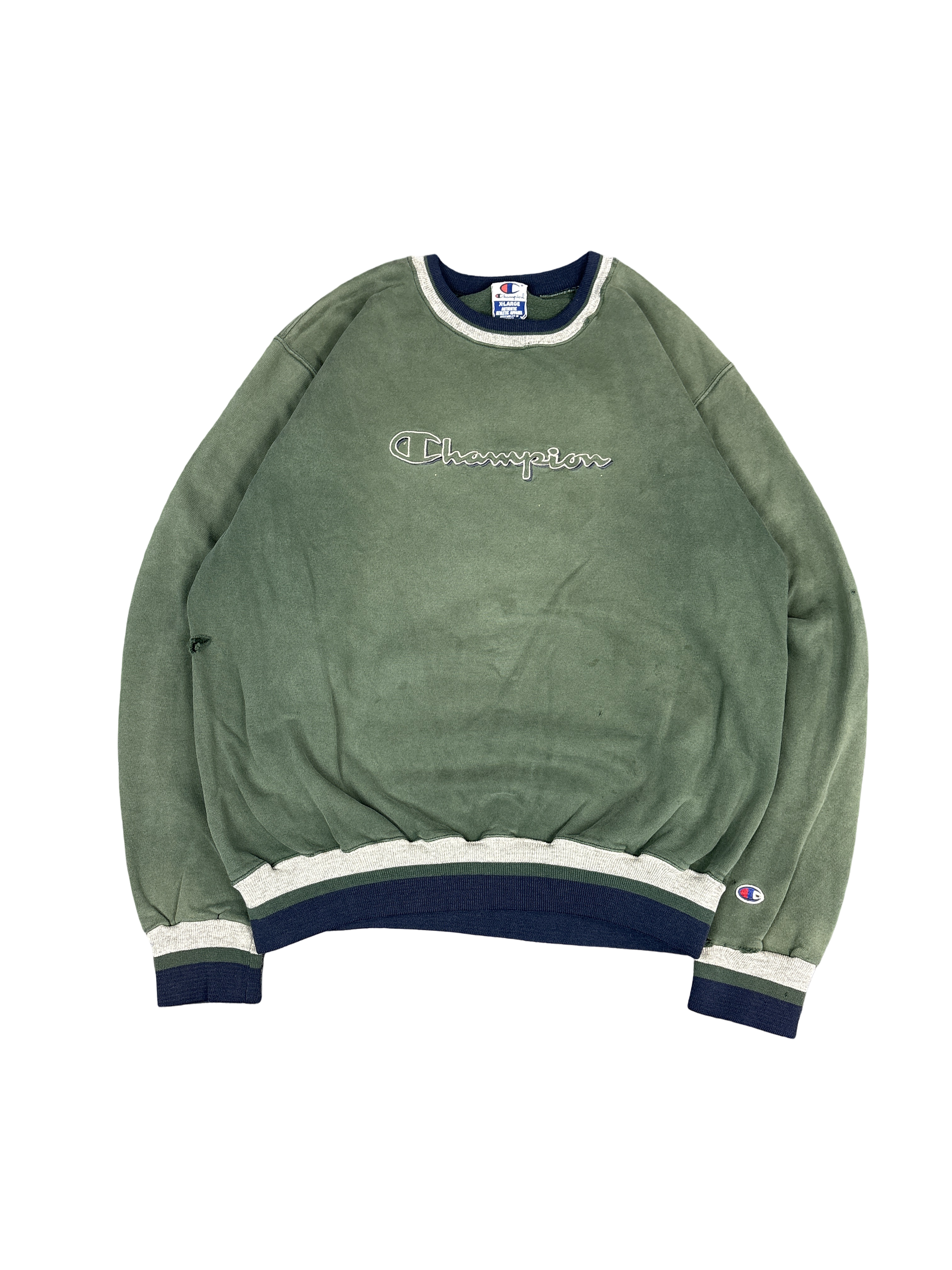 1990s Champion Green Embroidered Crewneck Sweatshirt (XL)