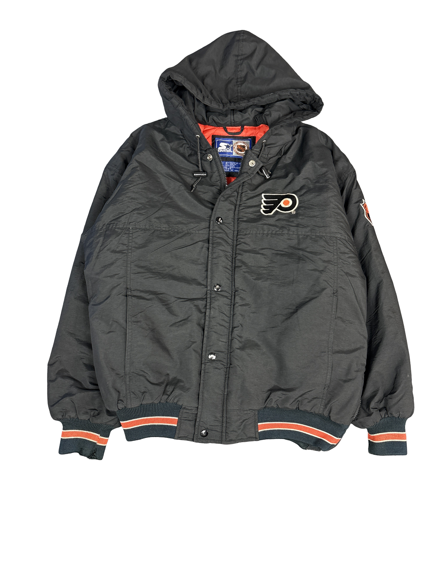 1990s Starter NHL Philadelphia Flyers Hooded Jacket (2XL)