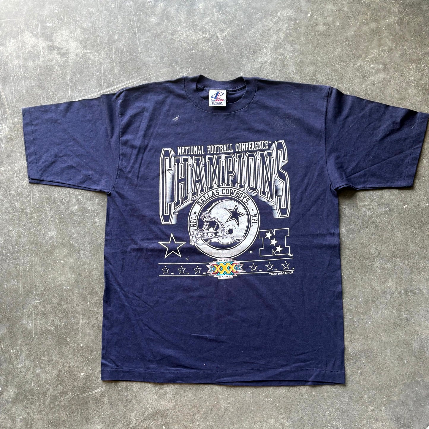 1990s Dallas Cowboys NFC Champions Logo Athletic Tee (XL)