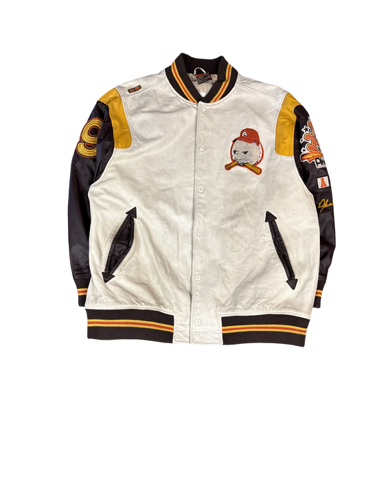 Y2K Akademiks Stadium Division Leather Varsity Jacket (XXL)