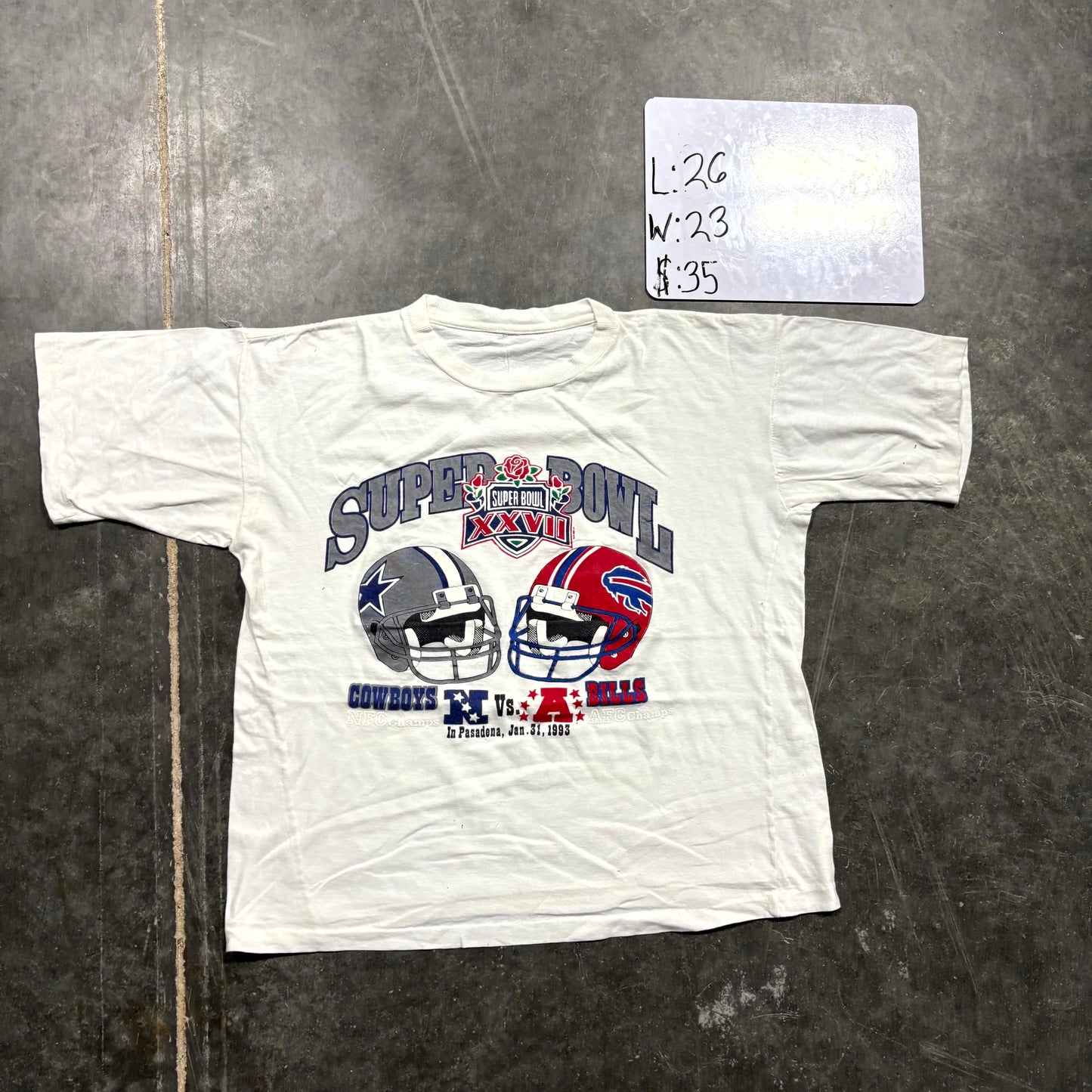 1993 Super Bowl XXVII Cowboys vs. Bills Graphic Tee (L)