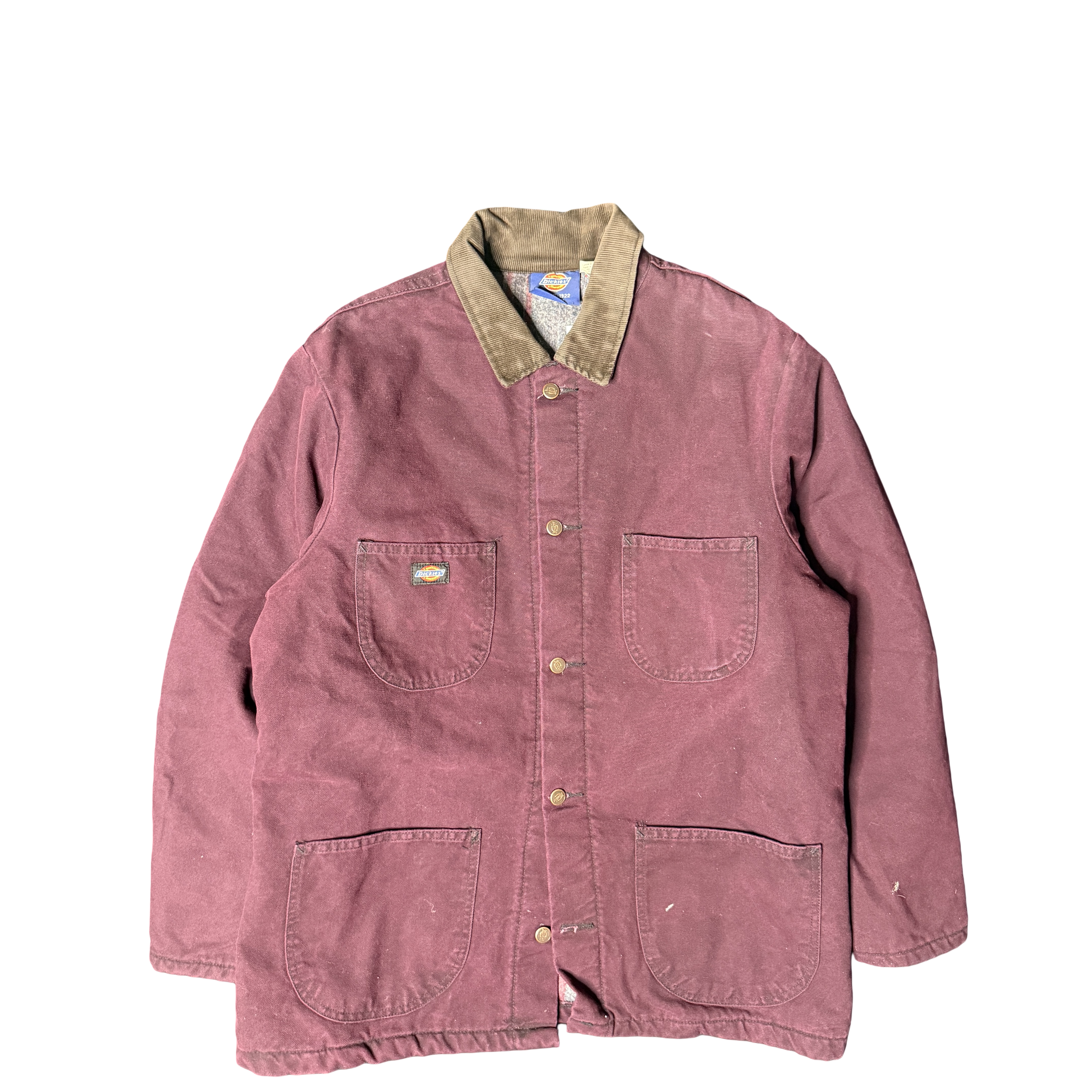 Dickies Canvas Chore Jacket Maroon Workwear Coat (L)