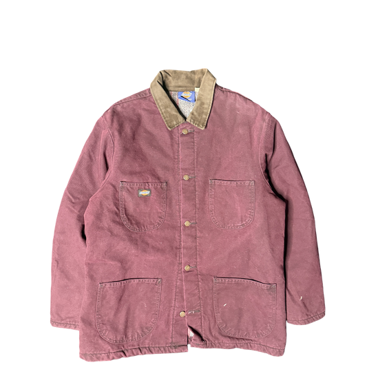 Dickies Canvas Chore Jacket Maroon Workwear Coat (L)