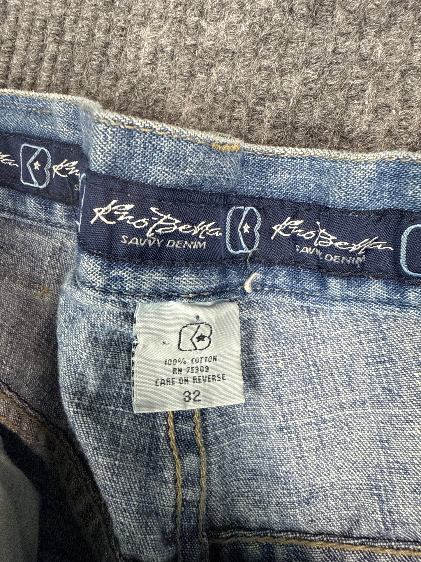 1990s Rio Beverly Savvy Denim Patchwork Jeans (32)