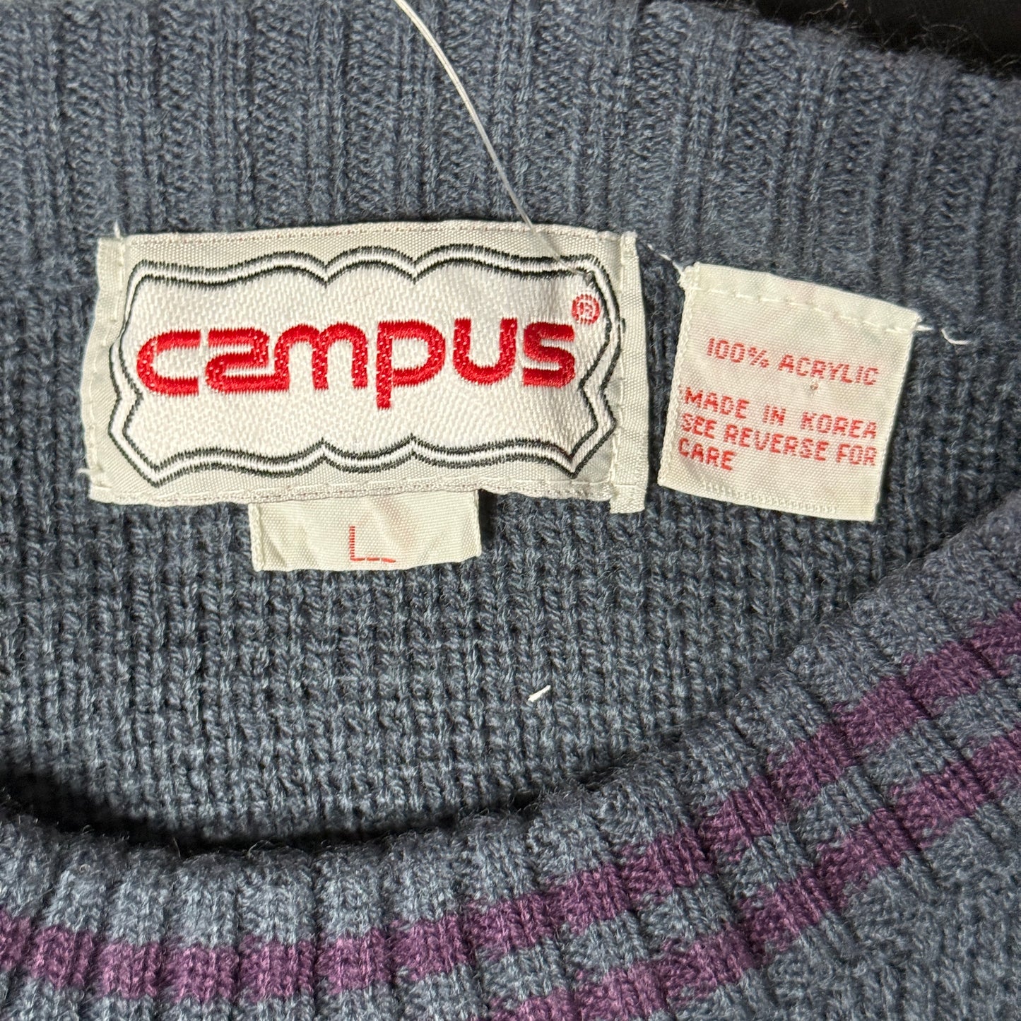 1990s Campus Geometric Knit Pullover Sweater (L)