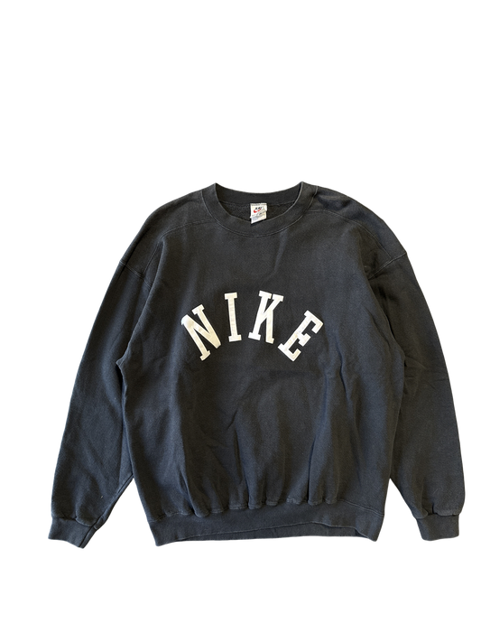 1990s Nike Made in USA Black Logo Sweatshirt (L)