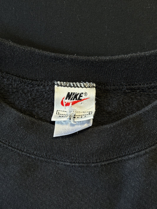 1990s Nike Made in USA Black Logo Sweatshirt (L)
