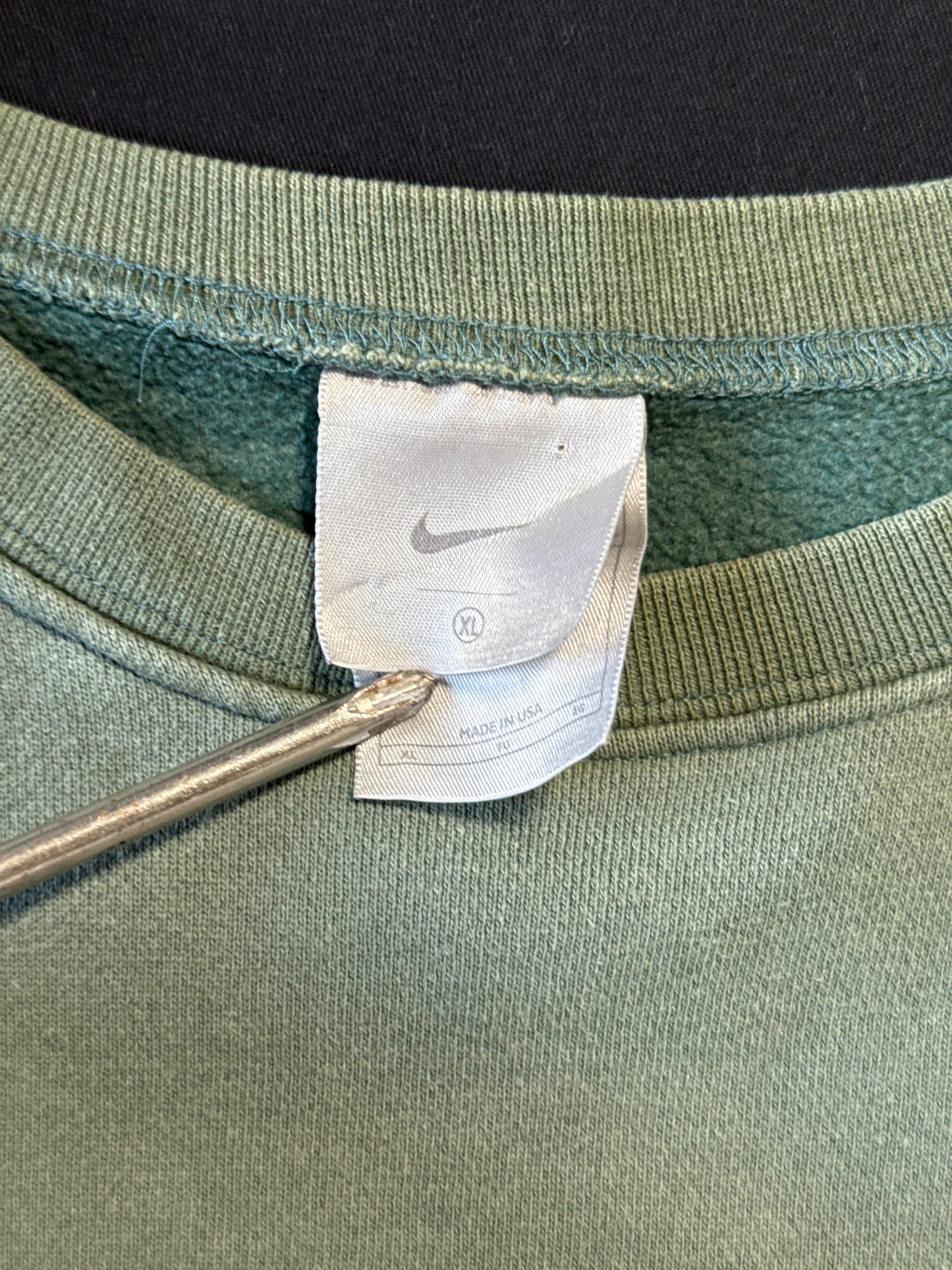 1990s Nike Made in USA Olive Crewneck Sweatshirt (XL)