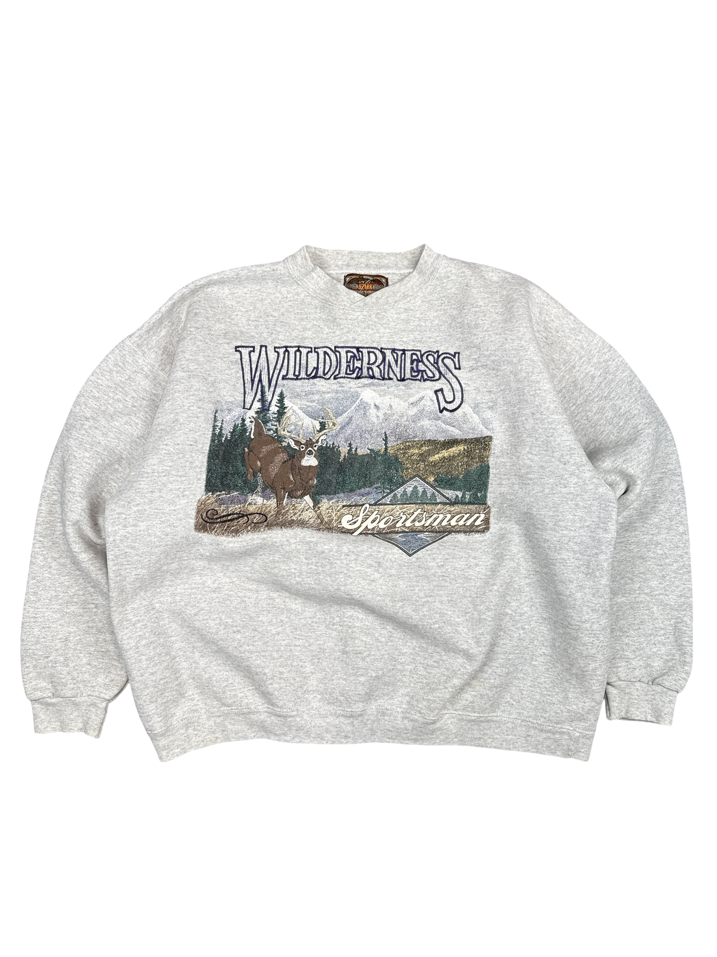 1990s Ozark Wilderness Outfitters Sportsman Deer Graphic Sweatshirt (2XL)