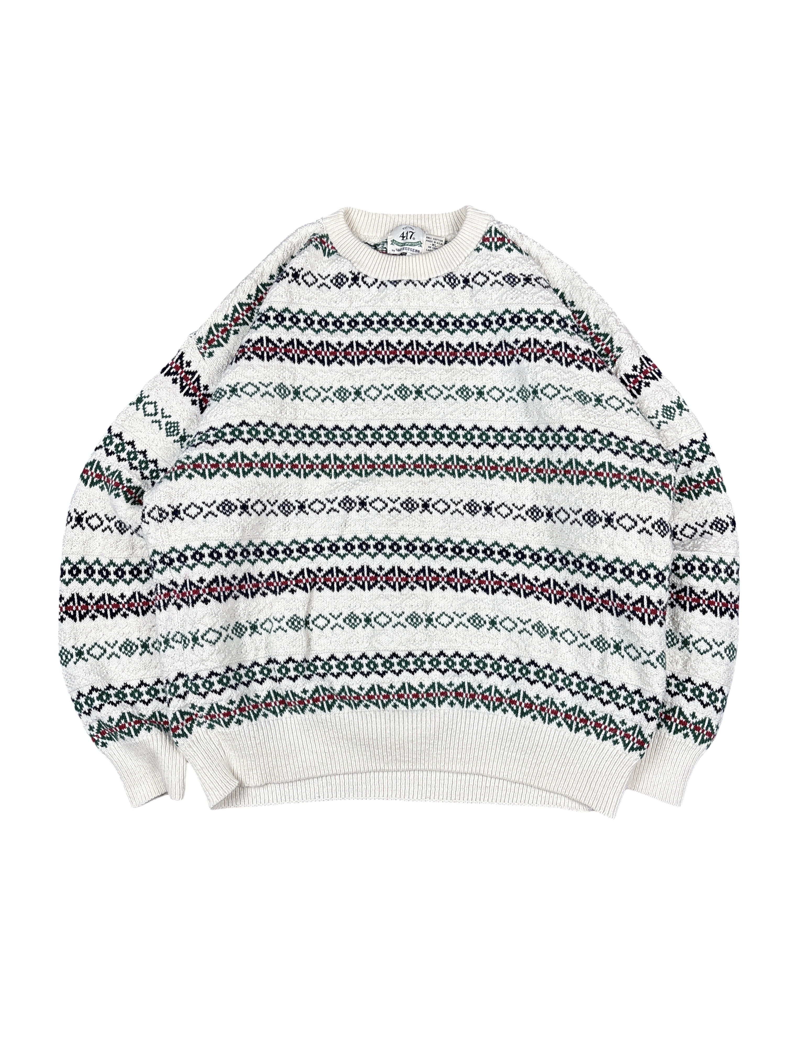 1980s Van Heusen 417 Fair Isle Knit Sweater (XL)