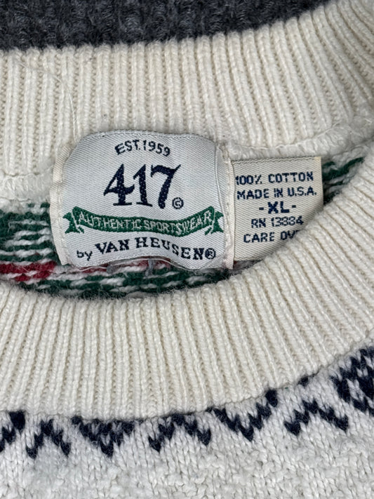 1980s Van Heusen 417 Fair Isle Knit Sweater (XL)