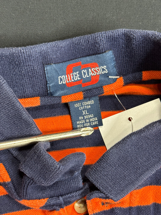 1990s College Classics Auburn Tigers Striped Polo Shirt (XL)