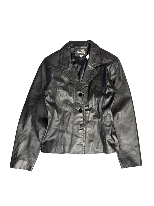BannyPel Black Leather Button-Up Jacket (S)