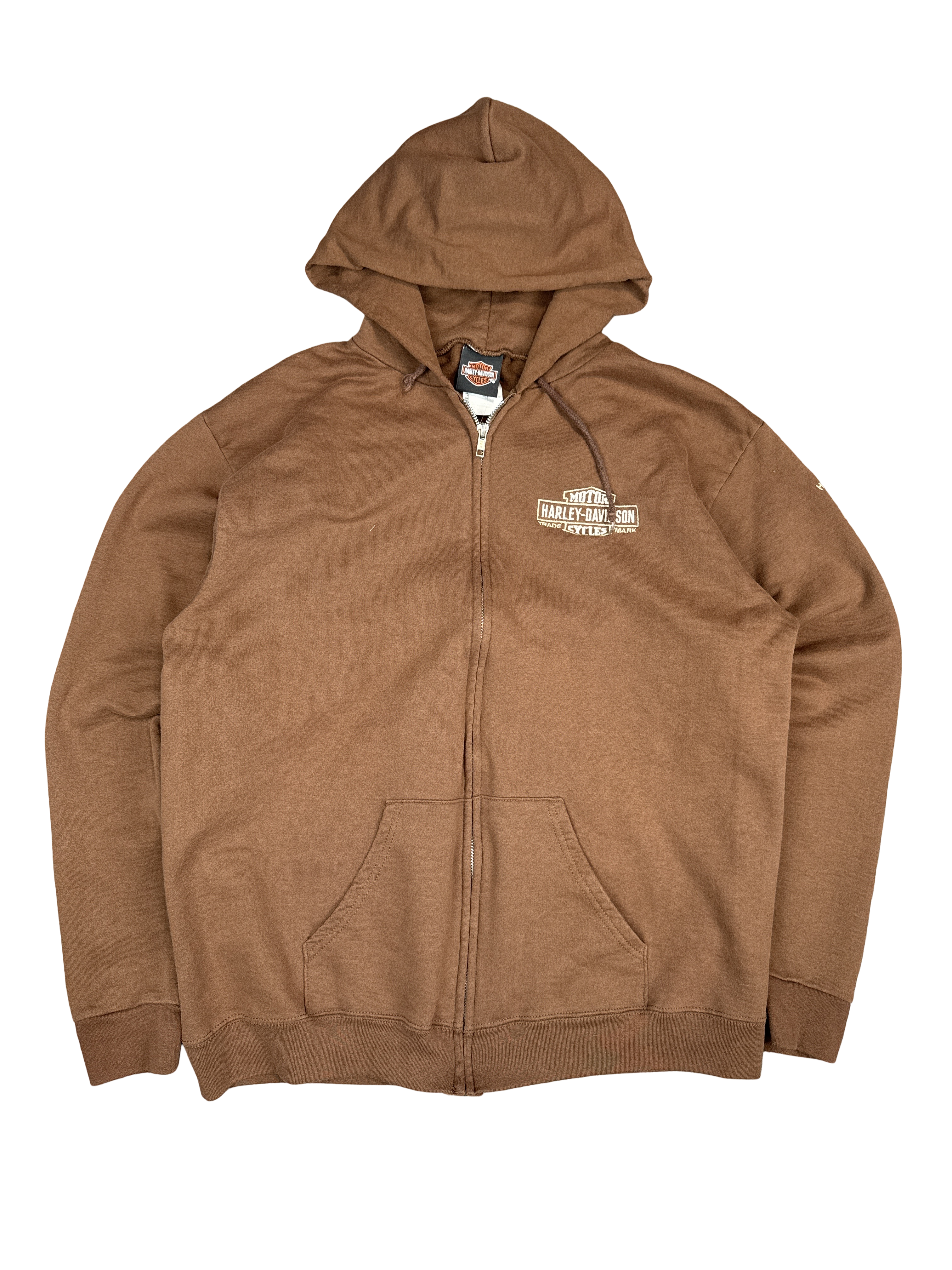 Harley-Davidson Brown Zip-Up Hoodie (L)