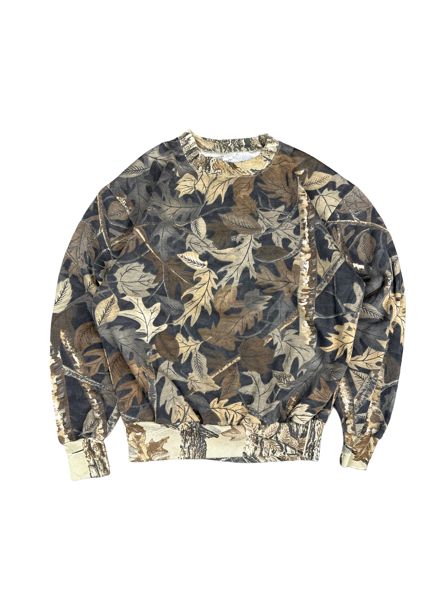 1980s Hunting Camo Leaf Pattern Sweatshirt (M)