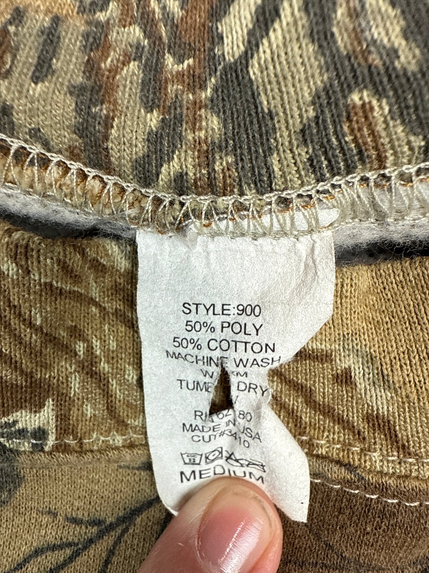 1980s Hunting Camo Leaf Pattern Sweatshirt (M)